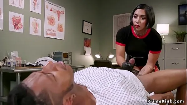 Watch Busty brunette Asian doctor fingering her black patients ass and massages his prostate cool Tube