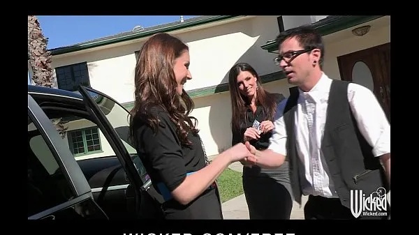 Watch Pair of sisters bribe their car salesman into a threesome cool Tube