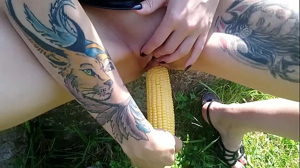 Watch Lucy Ravenblood fucking pussy with corn in public cool Tube