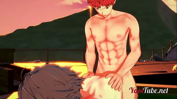 Regardez Fate Yaoi - Shirou & Sieg ayant des relations sexuelles dans un onsen. Pipe et Anal Bareback avec Creampie et éjacule dans sa bouche 2/2 Tubes sympas