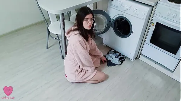 Watch My girlfriend was NOT stuck in the washing machine and caught me when I wanted to fuck her pussy cool Tube
