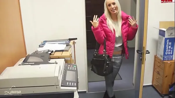 Watch Blonde coworker sucks boss stinky cheese covered cock in the office cool Tube