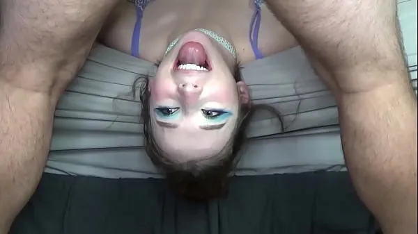 Watch Beautiful Teen Gets Messy in Extreme Deepthroat Off the Bed Facefuck with Head Slamming Throatpie cool Tube