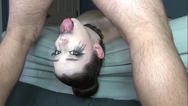 观看Big Titty Goth Babe with Sloppy Ruined Makeup & Black Lipstick Gets EXTREME Off the Bed Upside Down Facefuck with Balls Deep Slamming Throatpie酷的管子