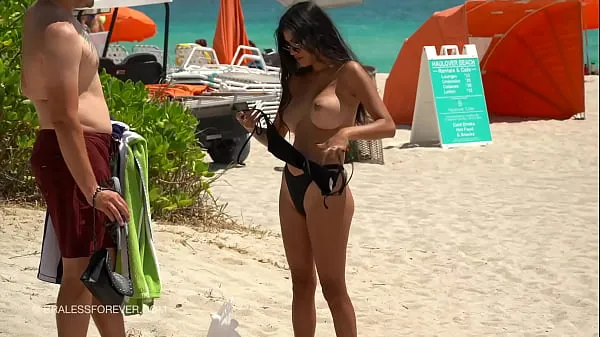 Watch Huge boob hotwife at the beach cool Tube